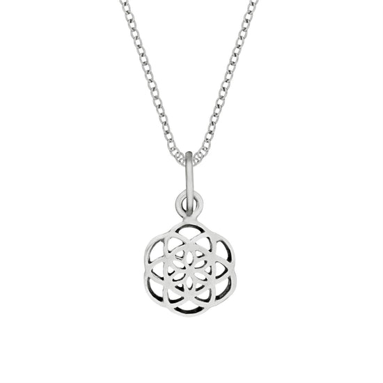 Sterling Silver Small Seed of Life Pendant - Cut-Out Flower Necklace