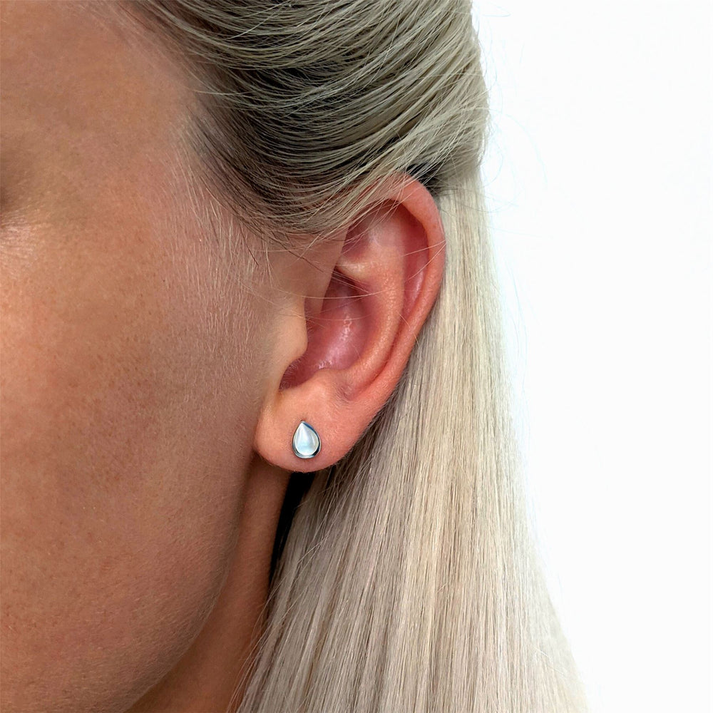 
                  
                    Sterling Silver Pear Mother of Pearl Drop Stud Earrings Teardrop Studs
                  
                