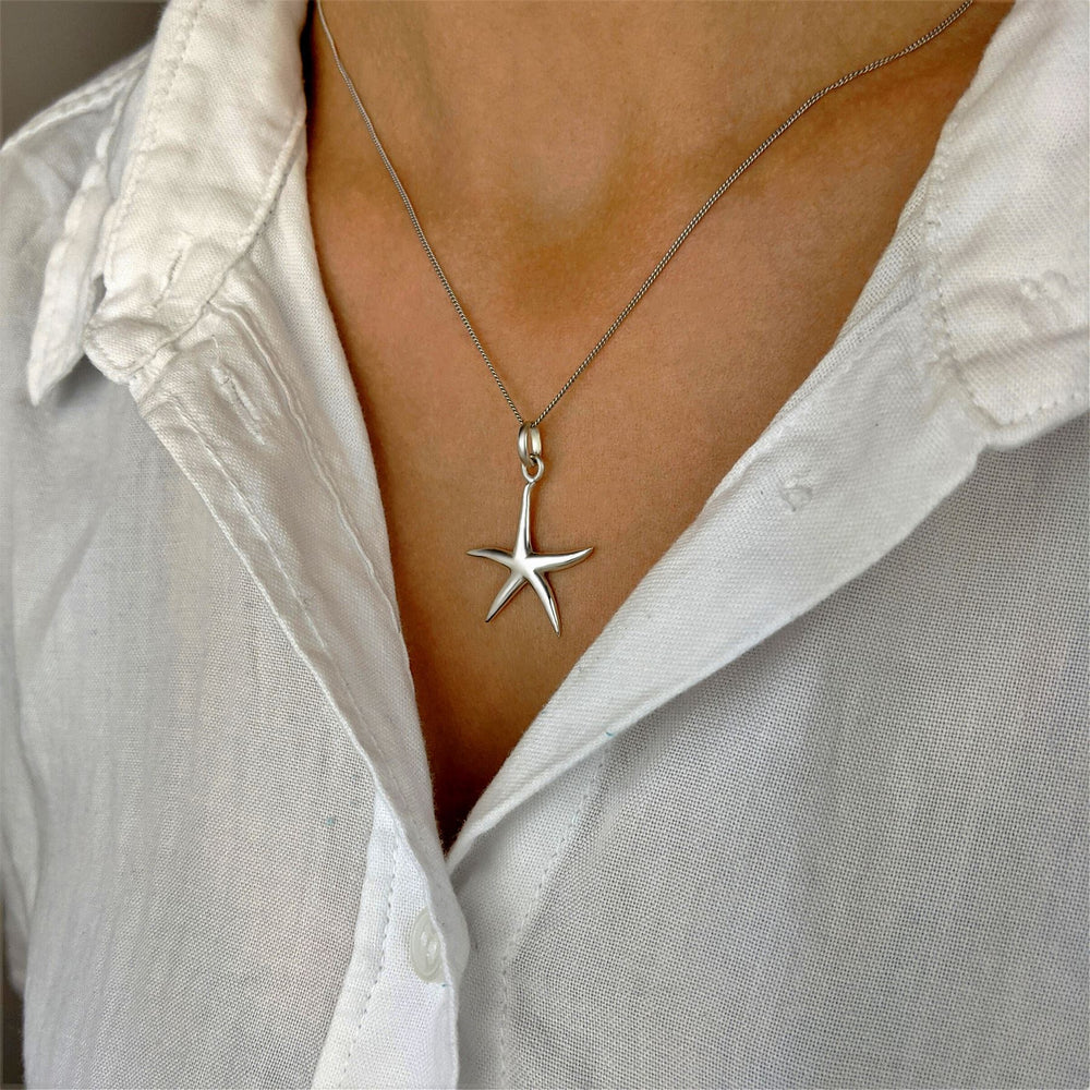 
                  
                    Sterling Silver Polished Starfish Pendant Necklace With 18" Chain
                  
                