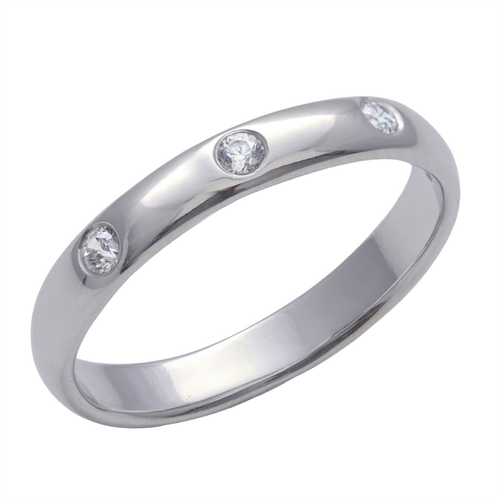 Sterling Silver 3 Cubic Zirconia Flush - Silverly