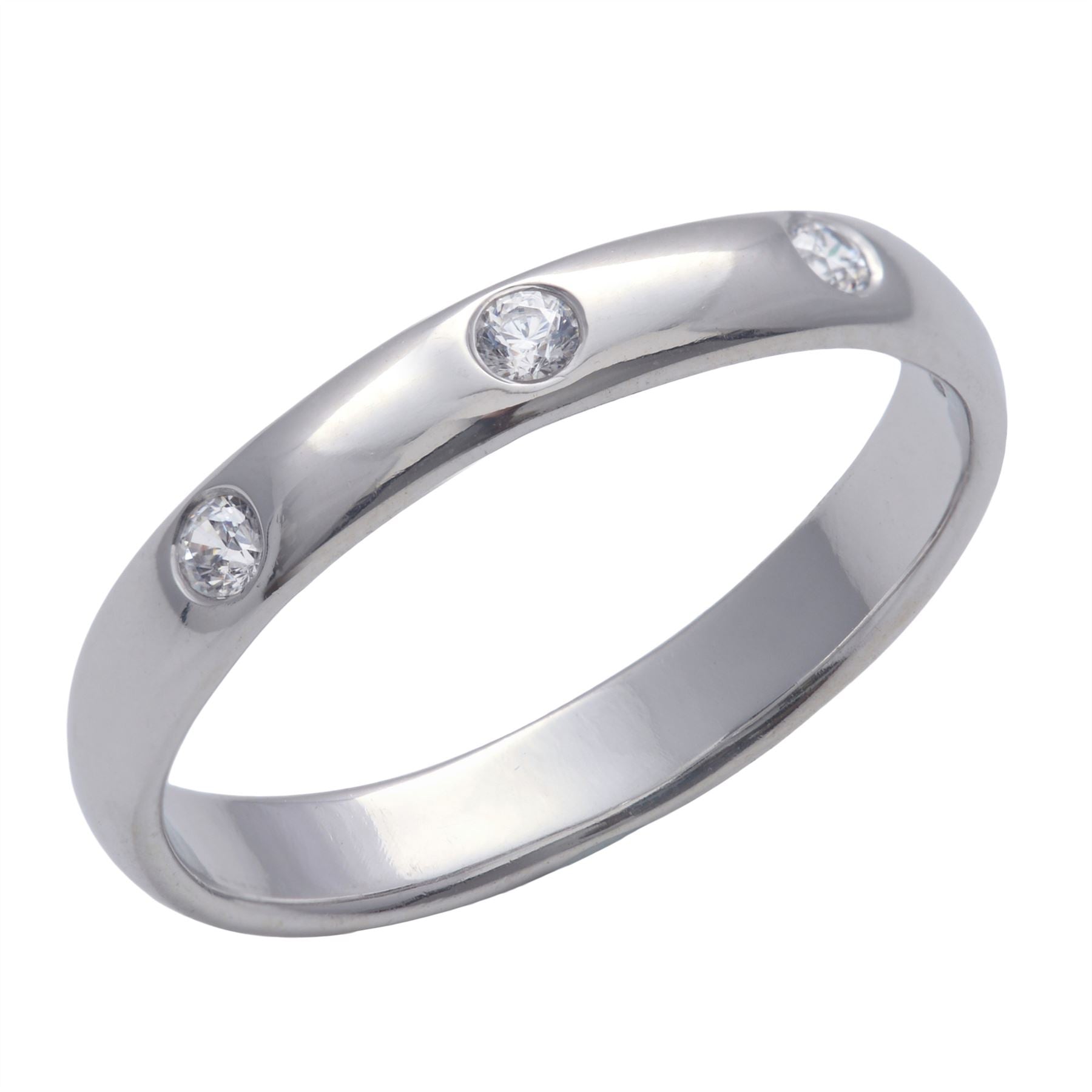 Sterling Triple Cubic Zirconia Flush Set Band Stackable Ring