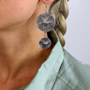 
                  
                    Karen Hill Tribe Silver Double Disc Earrings With Spiral Star Motif
                  
                