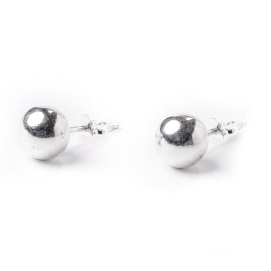 Sterling Silver 7 mm Simple Round Bead Stud Earrings Ball Studs