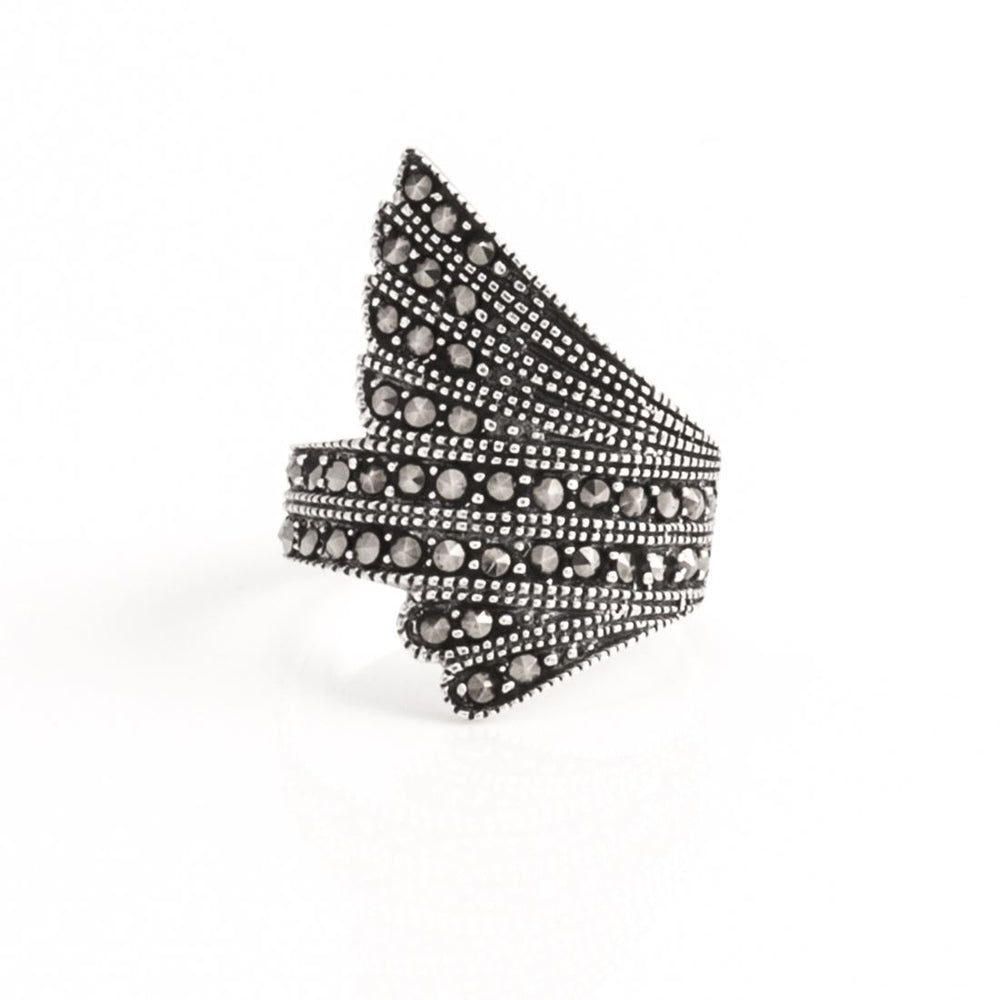 
                  
                    Sterling Silver Marcasite Feather Ring - Silverly
                  
                