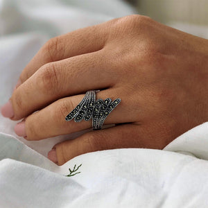 
                  
                    Sterling Silver Marcasite Statement Vintage Style Wrap Feather Ring
                  
                