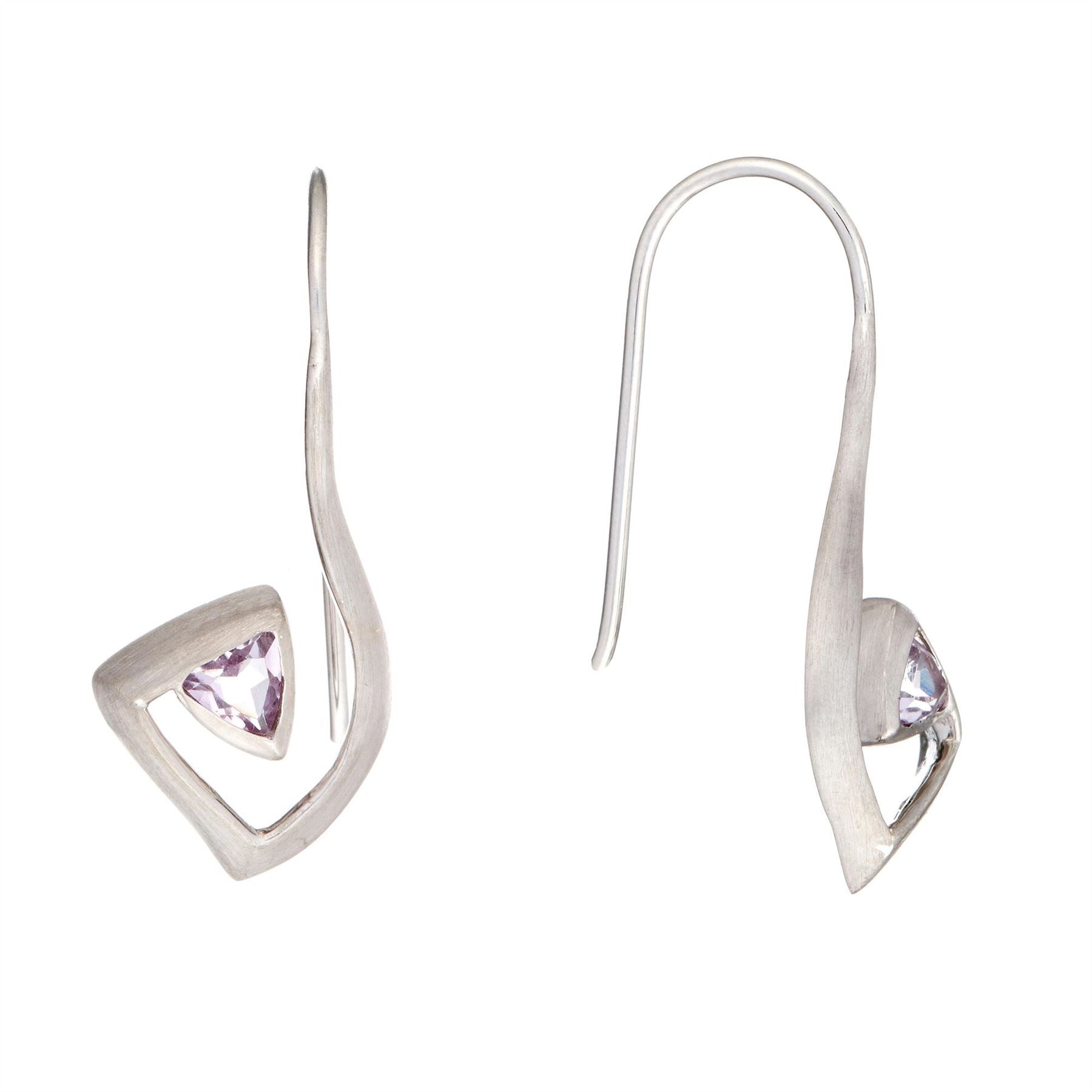 Sterling Amethyst Geometric Spiral Drop Earrings