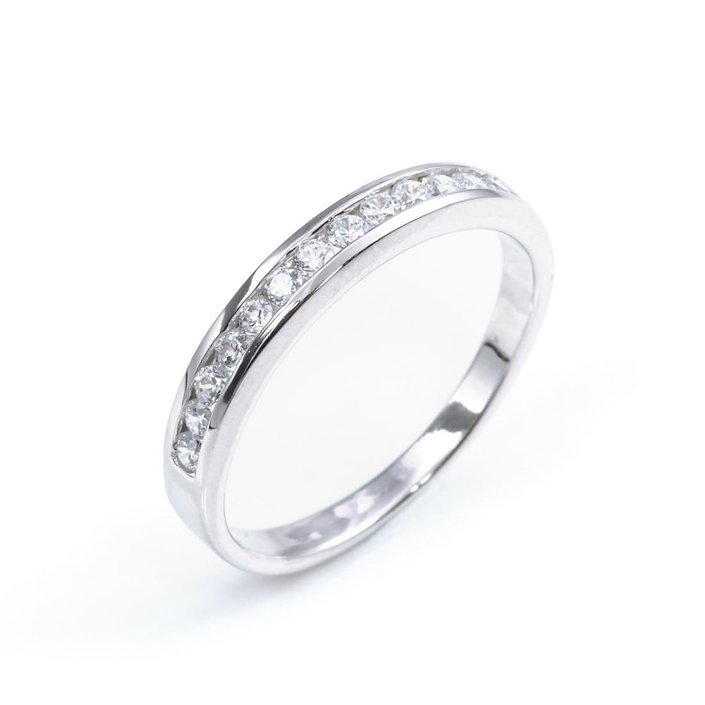 Sterling Silver CZ Half Eternity Engagement Wedding Ring - Silverly