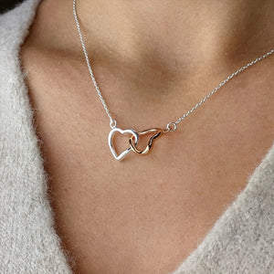 
                  
                    Rose Gold Plated Sterling Silver Interlocking Double Heart Necklace
                  
                
