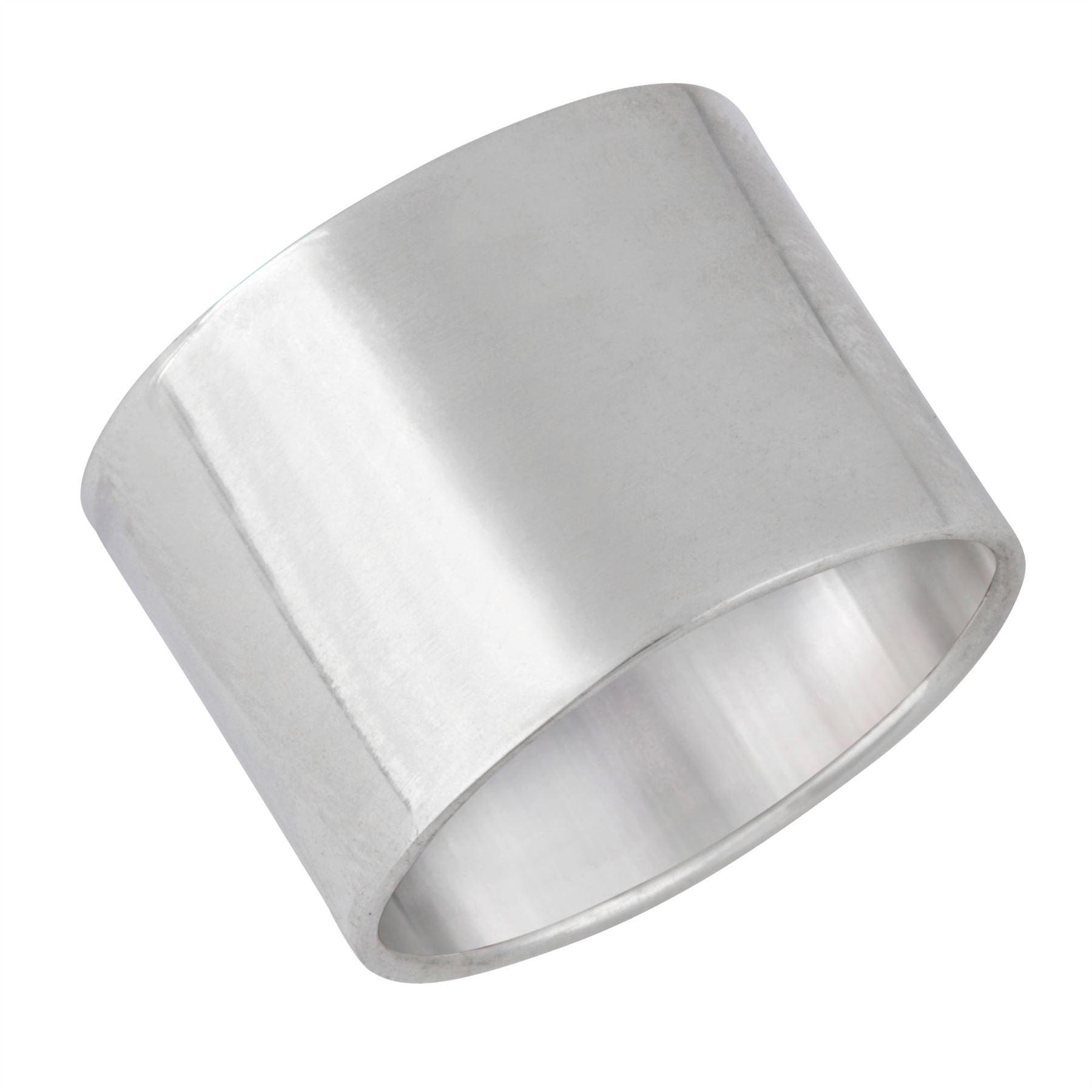 Sterling Wide Band Cigar Ring Chunky Flat Edge Design