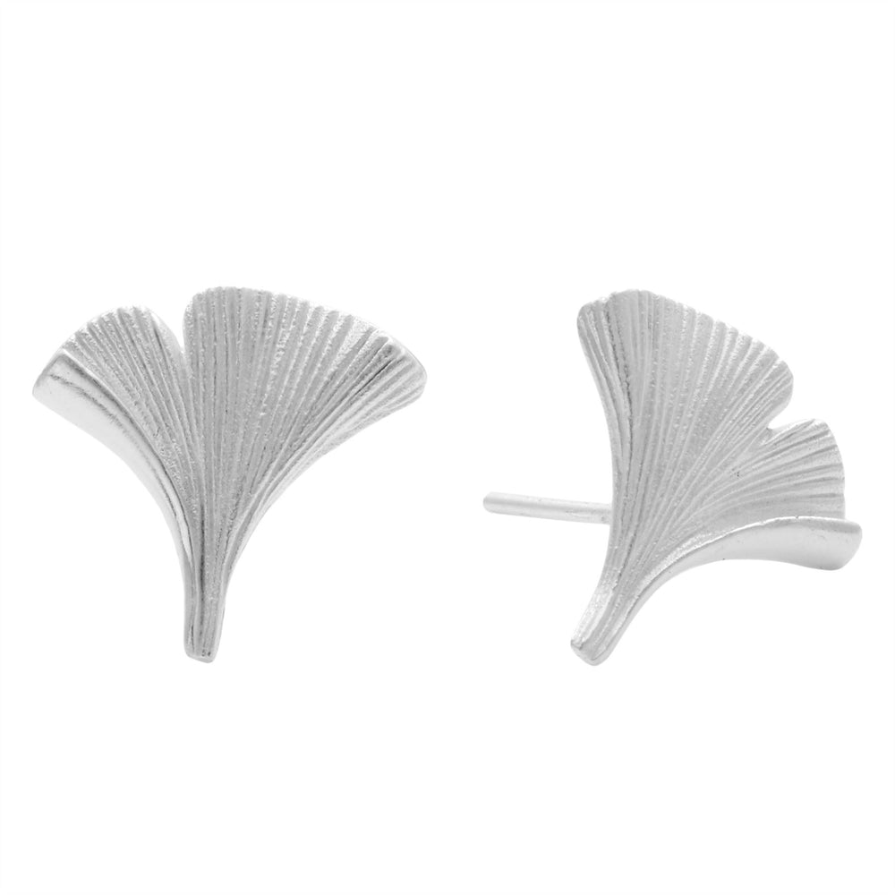 Sterling Silver Satin Finish Flower Lily Stud Earrings Small Studs