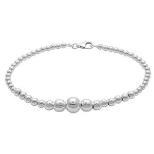 
                  
                    Sterling Silver Classic Graduated Roll Ball Bead Beaded Bracelet 7"
                  
                