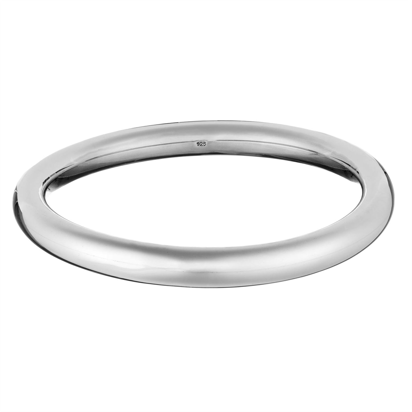 Chunky sterling silver bangle — thick round tube bracelet in 925 silver