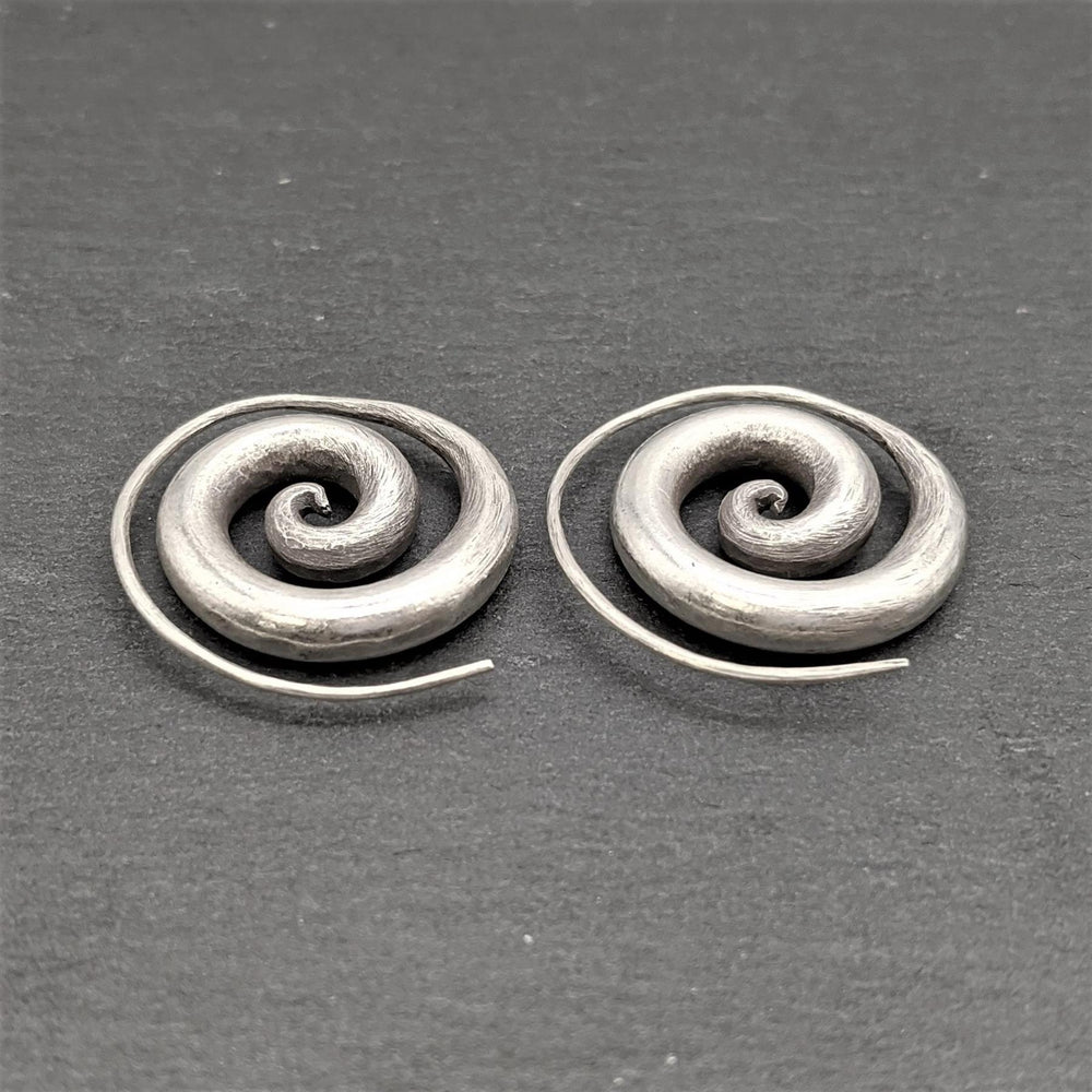 
                  
                    Pure Silver Hill Tribe Spiral Threader Earrings Tribal Hoops
                  
                