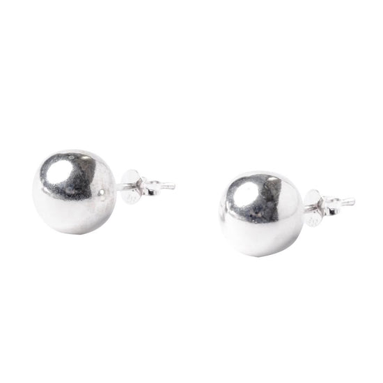 Sterling Silver 9mm Simple Ball Stud Earrings - Chunky Round Studs