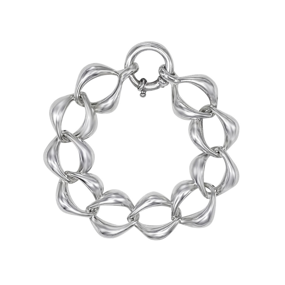 Sterling Silver Electroform Light Chunky Curb Chain Link Bracelet