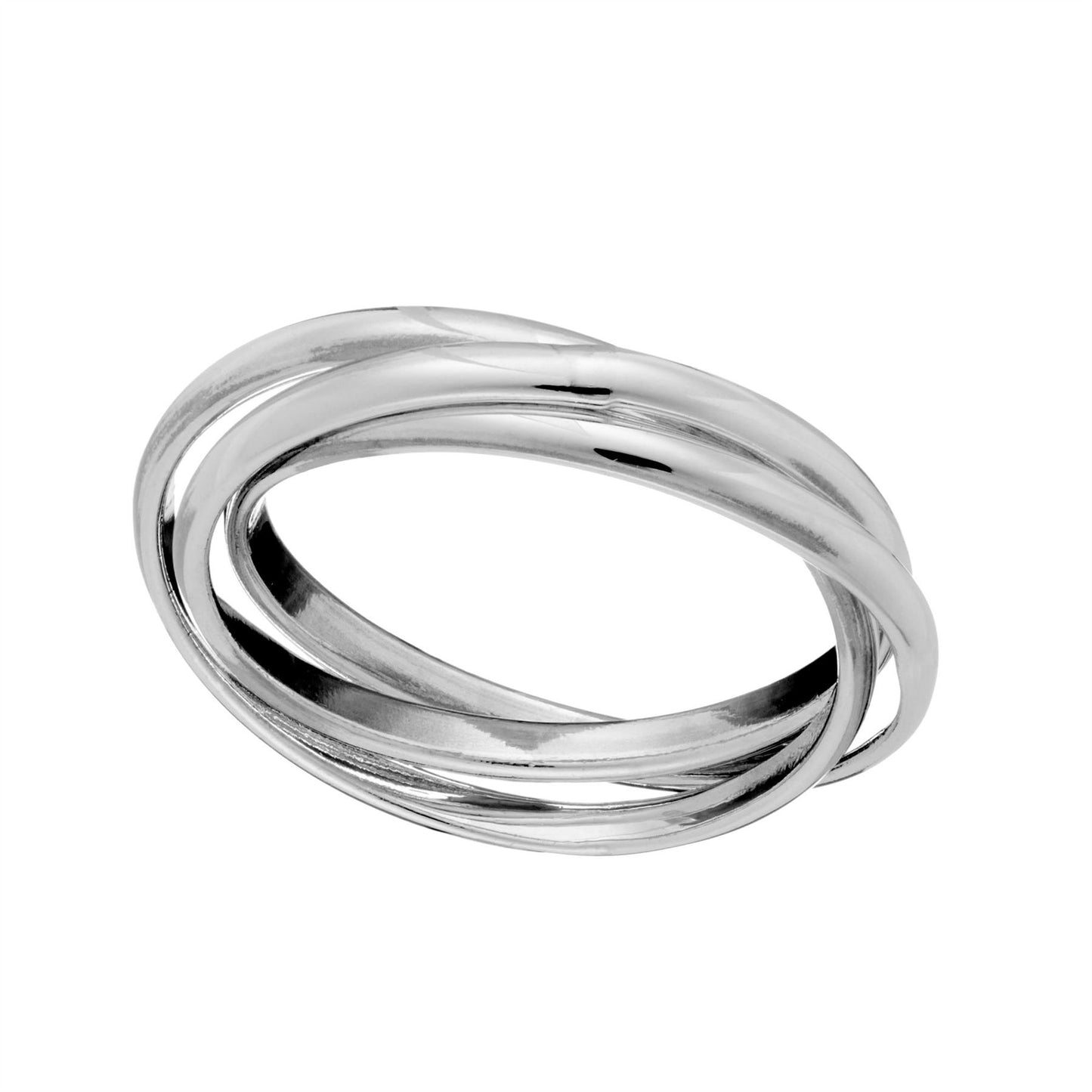 A sterling silver triple Russian wedding ring with three interlocking bands.
