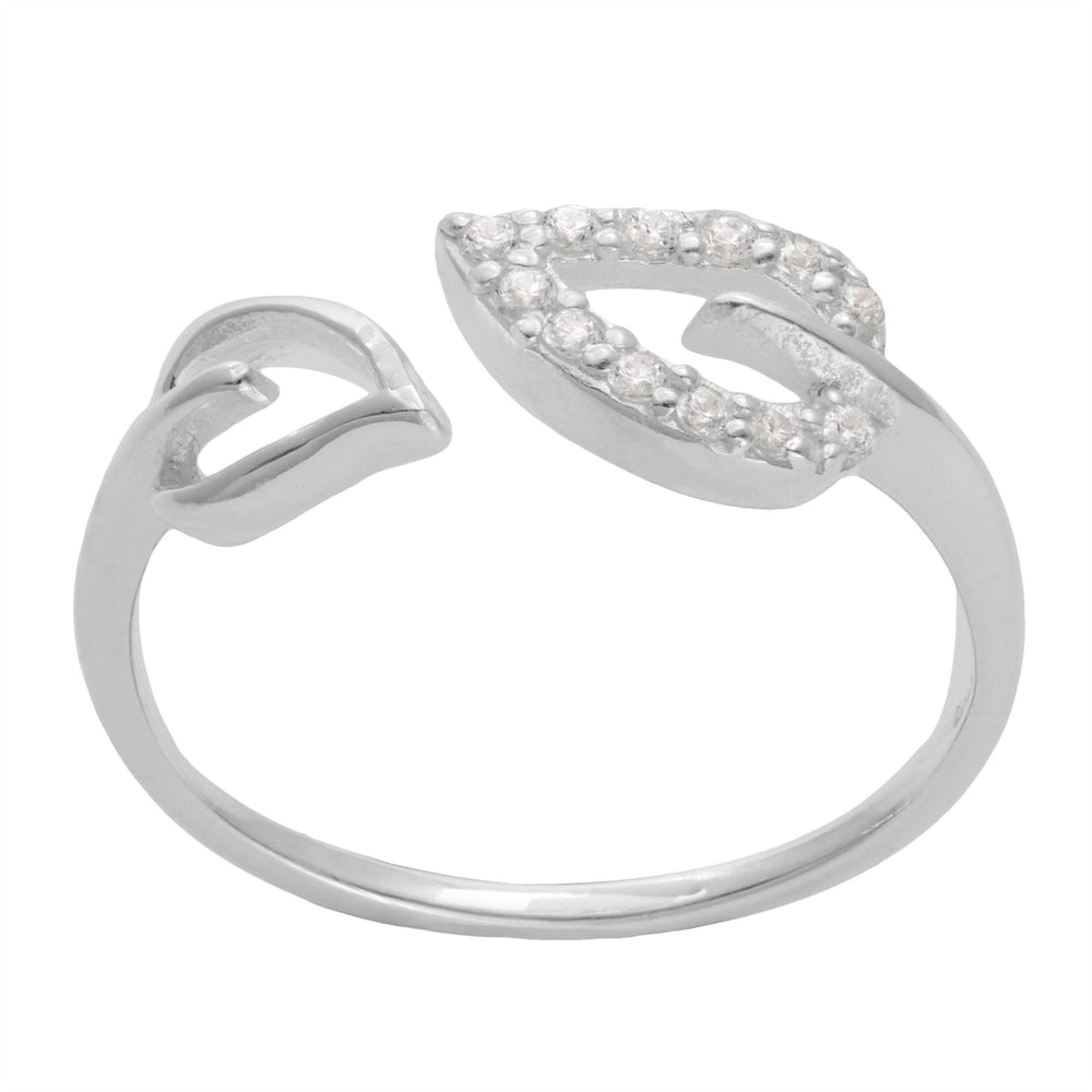 
                  
                    Sterling Silver 12 CZ Cubic Zirconia Leaf Heart Wrap Adjustable Ring
                  
                
