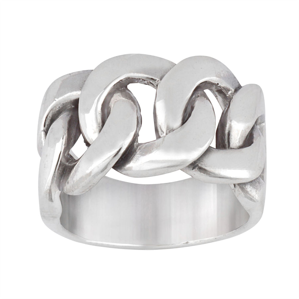 Sterling Silver Celtic Curb Chain Links Chunky Ring - Silverly