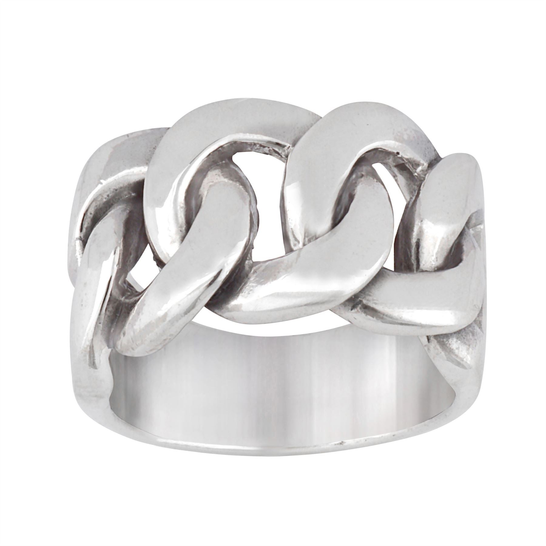 Sterling Extra Chunky Heavy Cuban Chain Ring Statement Biker Style