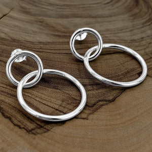 
                  
                    Sterling Silver Interlocking Circle Dangle Stud Earrings Hoop Studs
                  
                