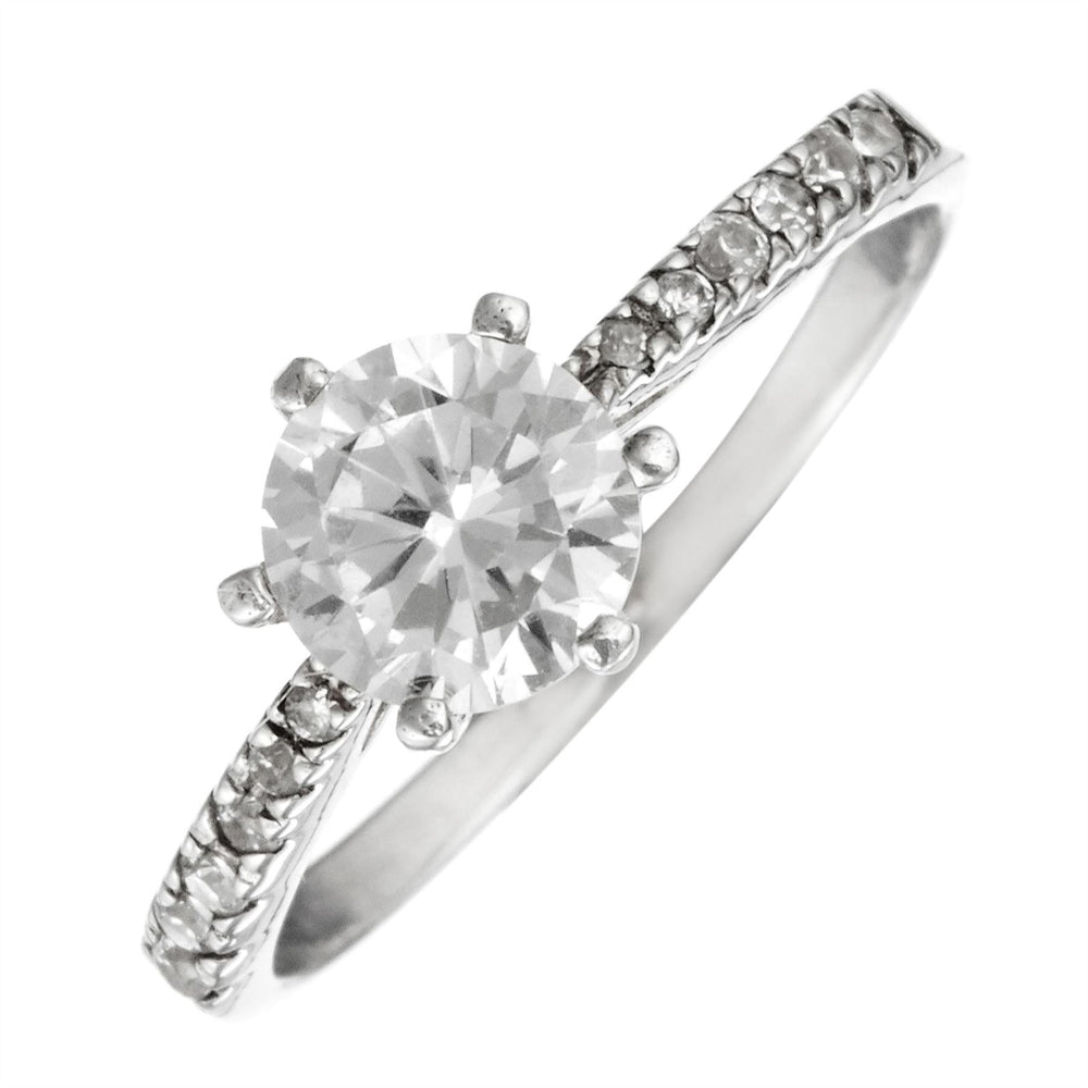 
                  
                    Sterling Silver Six Claw Cubic Zirconia Solitaire Engagement Ring
                  
                