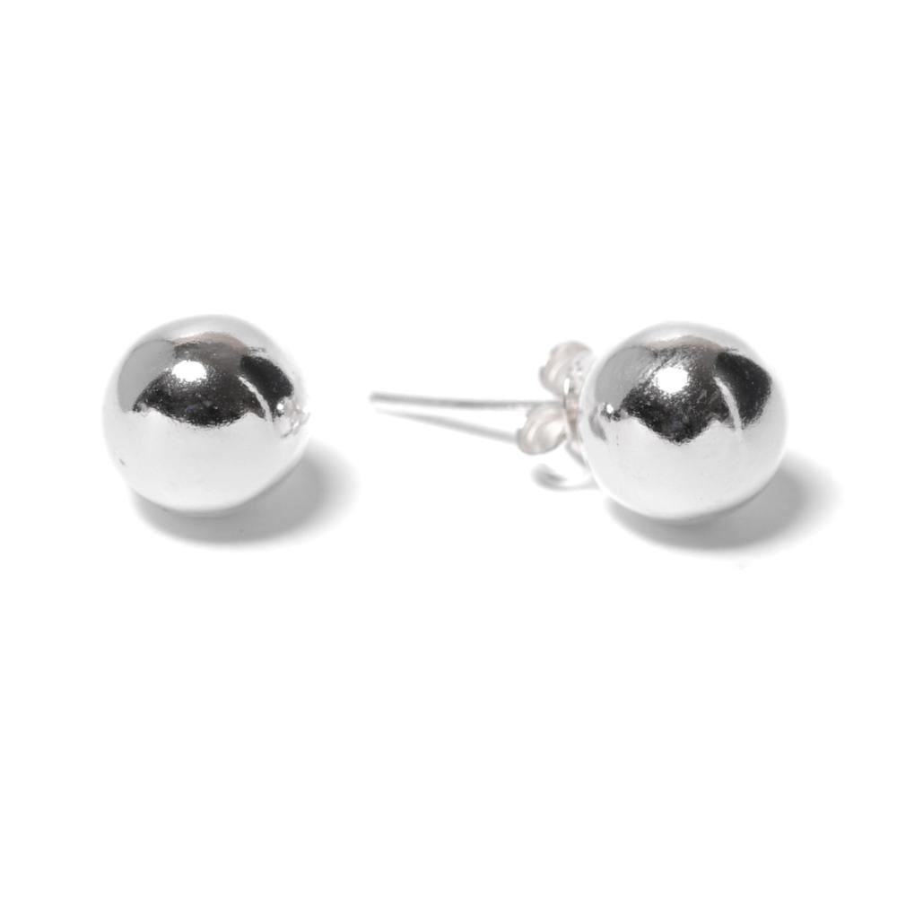 Sterling Silver 8 mm Simple Round Bead Stud Earrings Ball Studs