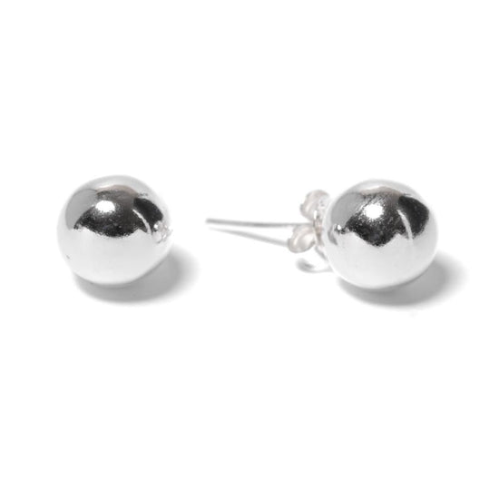 Sterling Silver 8mm Simple Ball Stud Earrings - Round Studs