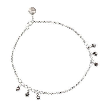 White Freshwater Pearl Silver Heart Ankle Bracelet, Pearl Anklet 12.5 Inches (31.75cm