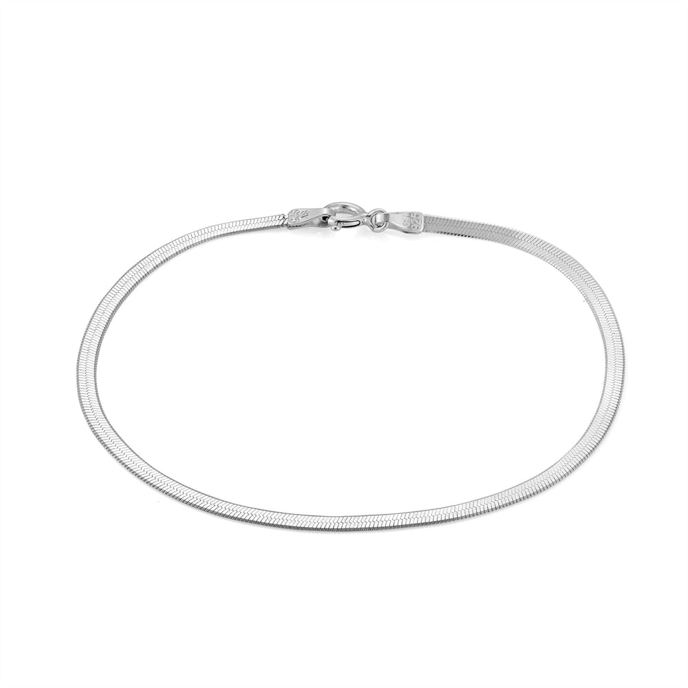 
                  
                    Sterling Silver 2 mm Flat Thin Herringbone Chain Minimalist Bracelet
                  
                