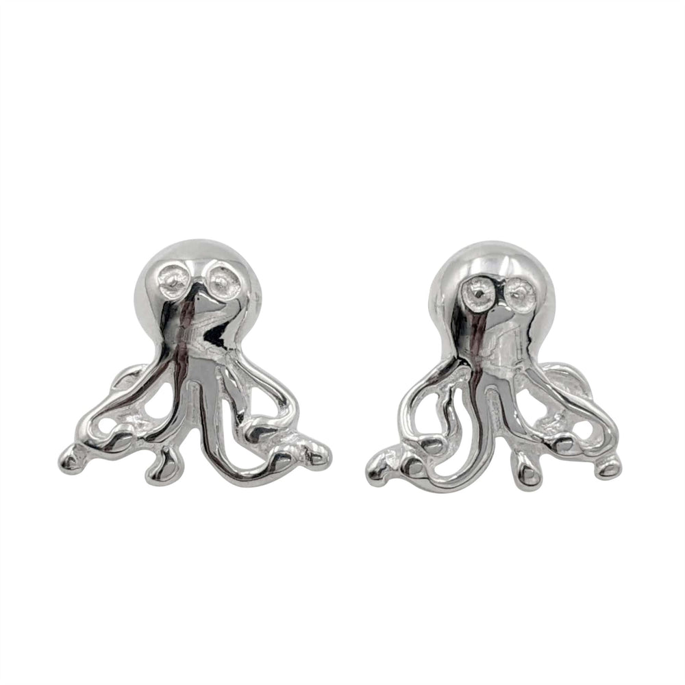 Sterling Silver Octopus Stud Earrings Beach Jewellery Mermaid Studs
