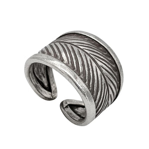 
                  
                    Karen Hill Tribe Silver Wide Chunky Leaf Feather Adjustable Ring
                  
                