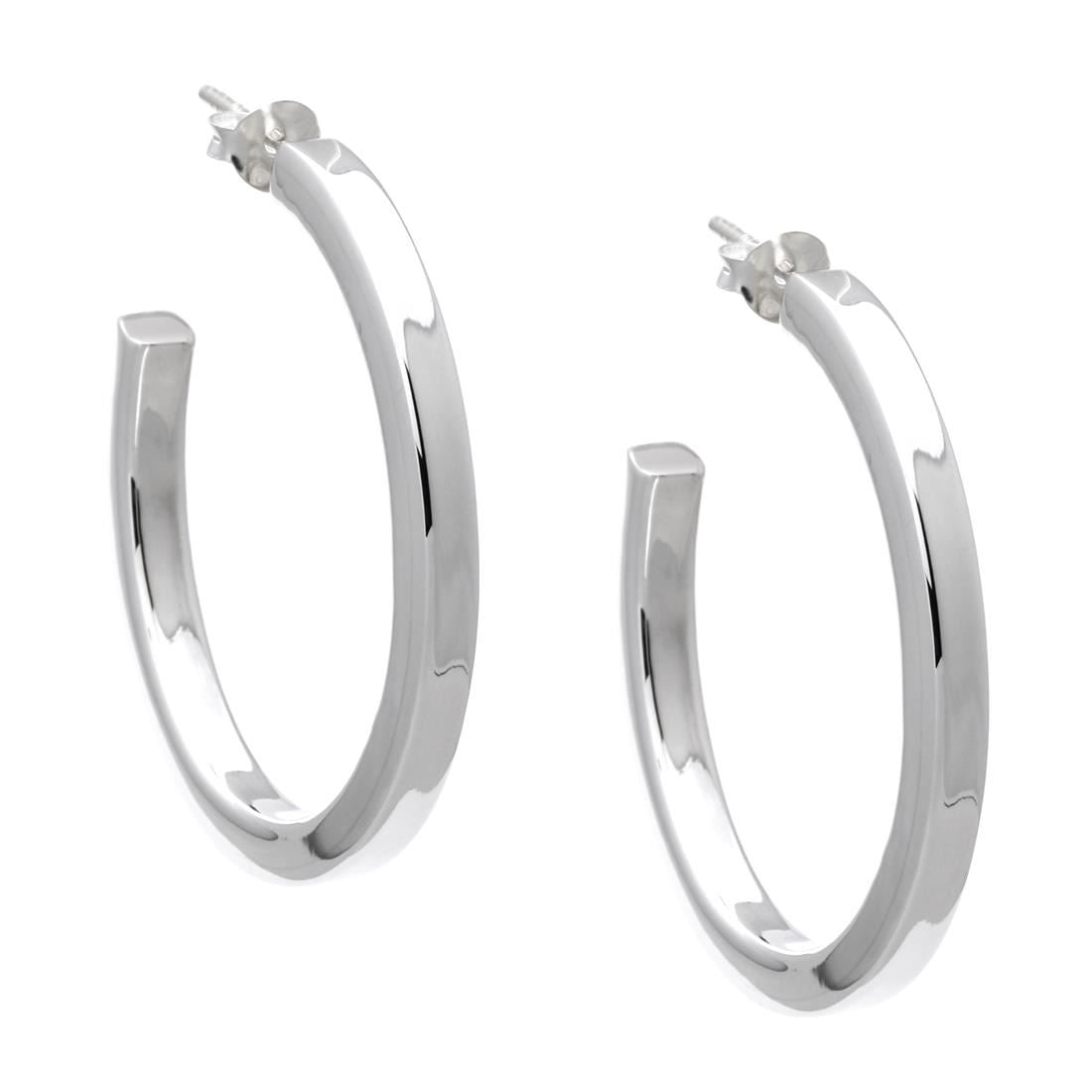 925 sterling silver 3.5cm hoop studs — chunky 3mm square tube design