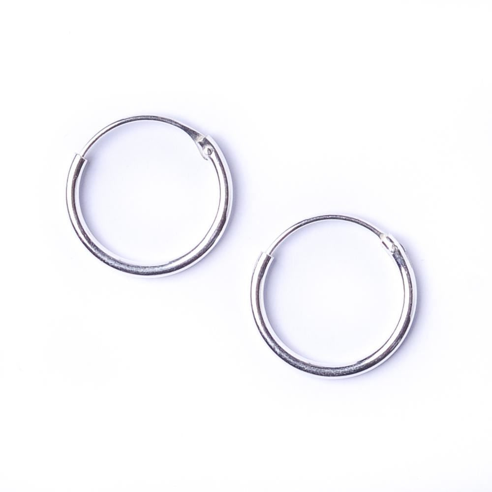 Sterling Silver 1.2 mm 12 mm Small Thin Hoops Sleeper Hoop Earrings