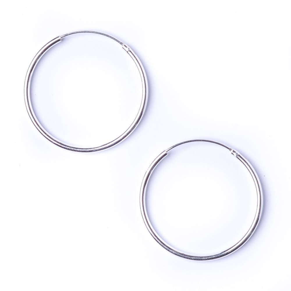 Sterling Silver 1.2 mm 25 mm Medium Thin Hoops Sleeper Hoop Earrings