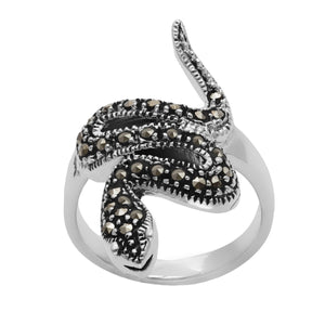 
                  
                    Sterling Silver Marcasite Vintage Style Statement Snake Serpent Ring
                  
                
