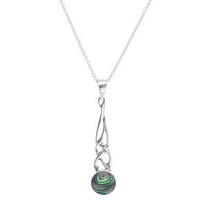 
                  
                    Sterling Silver Long Celtic Knot Pendant Necklace With Abalone Shell
                  
                