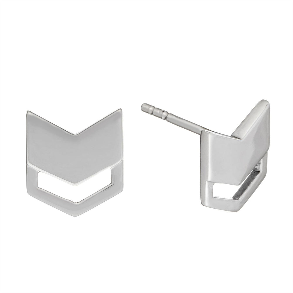 Sterling Silver Chevron Stud Earrings Minimalist Geometric Studs