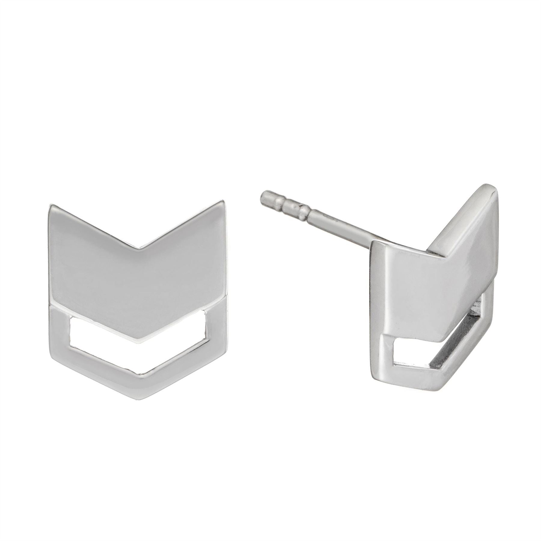 Sterling Chevron Stud Earrings Minimalist Geometric Studs