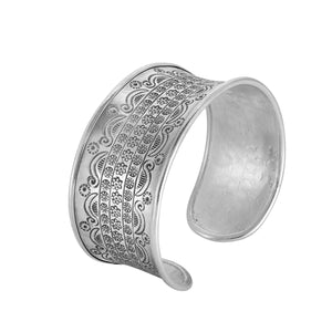 
                  
                    Hill Tribe Silver Wide Engraved Motif Adjustable Cuff Bangle
                  
                