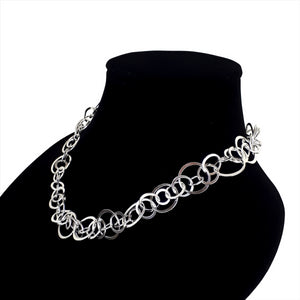 
                  
                    Sterling Silver Statement Interlocking Circles Modern Chain Necklace
                  
                