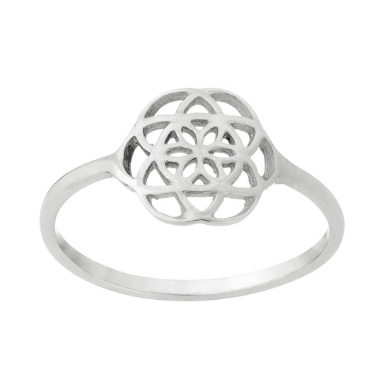 Sterling Silver Cut-Out Seed of Life Ring - Flower Stacking Band