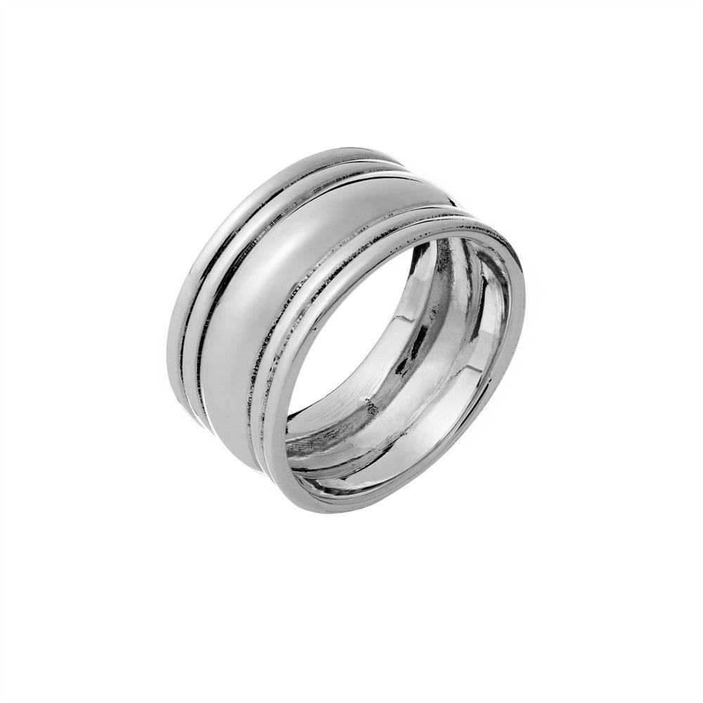 
                  
                    Sterling Silver Wide Band Chunky Grooved Barrel Ring His and Hers
                  
                