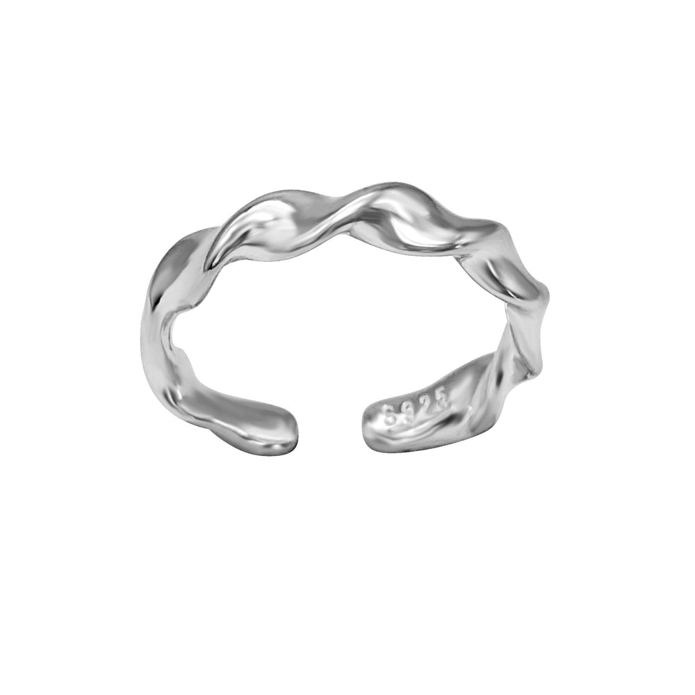 Sterling Silver Twisted Band Open Adjustable Ring