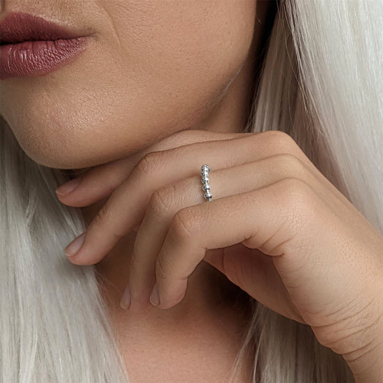 Sterling Silver Ball Bead Spinner Ring - Fidget Stacking Band
