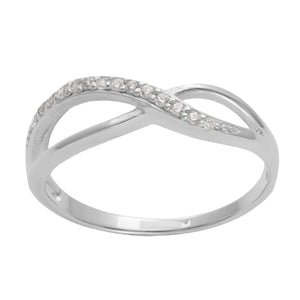 
                  
                    Sterling Silver CZ Cubic Zirconia Infinity Symbol Crossover Band Ring
                  
                