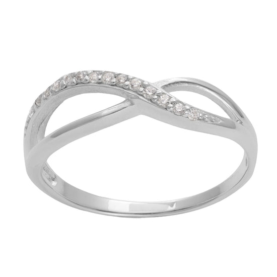 Sterling Silver CZ Cubic Zirconia Infinity Symbol Crossover Band Ring