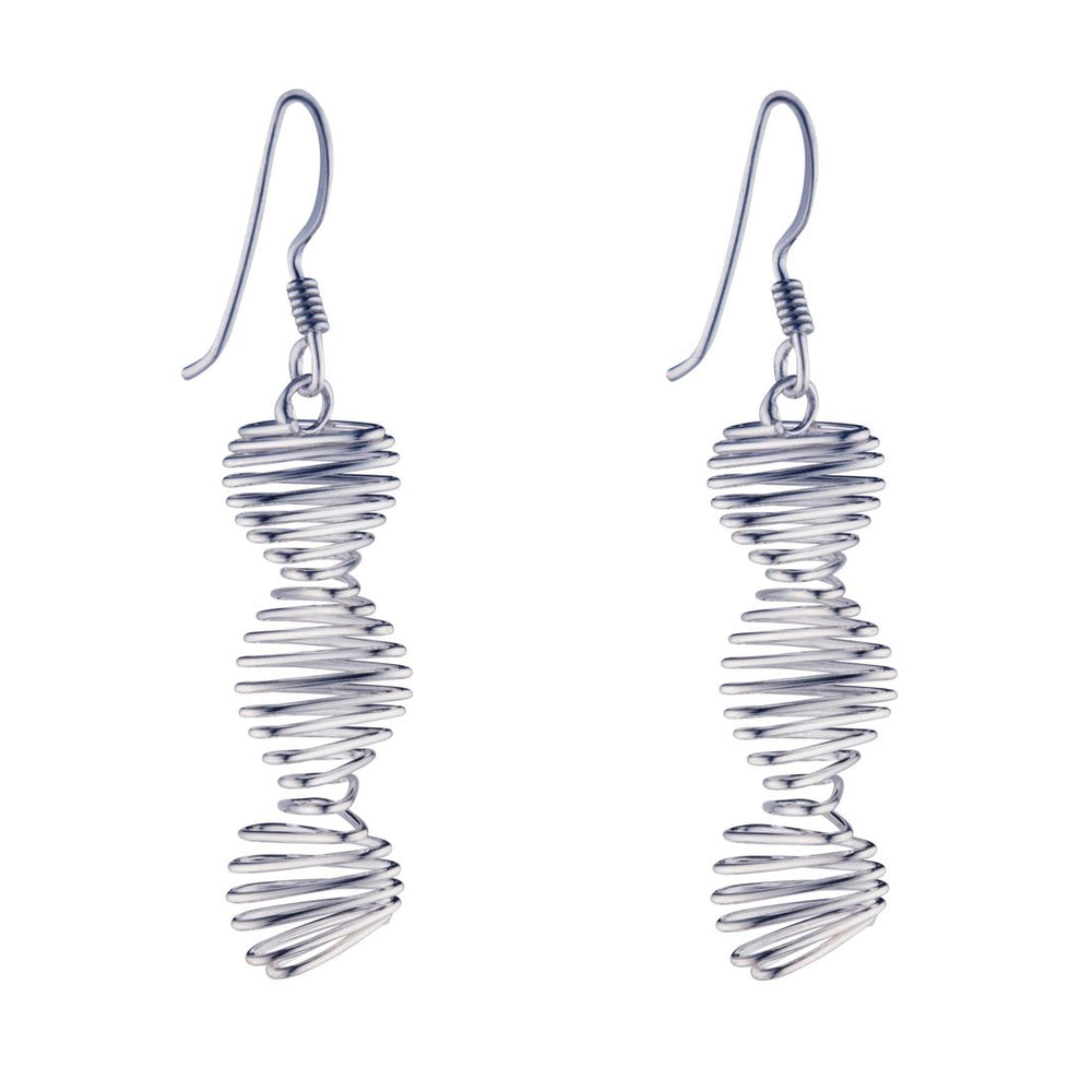 Sterling Silver Spiral Twist Helix DNA Dangle Earrings - Silverly