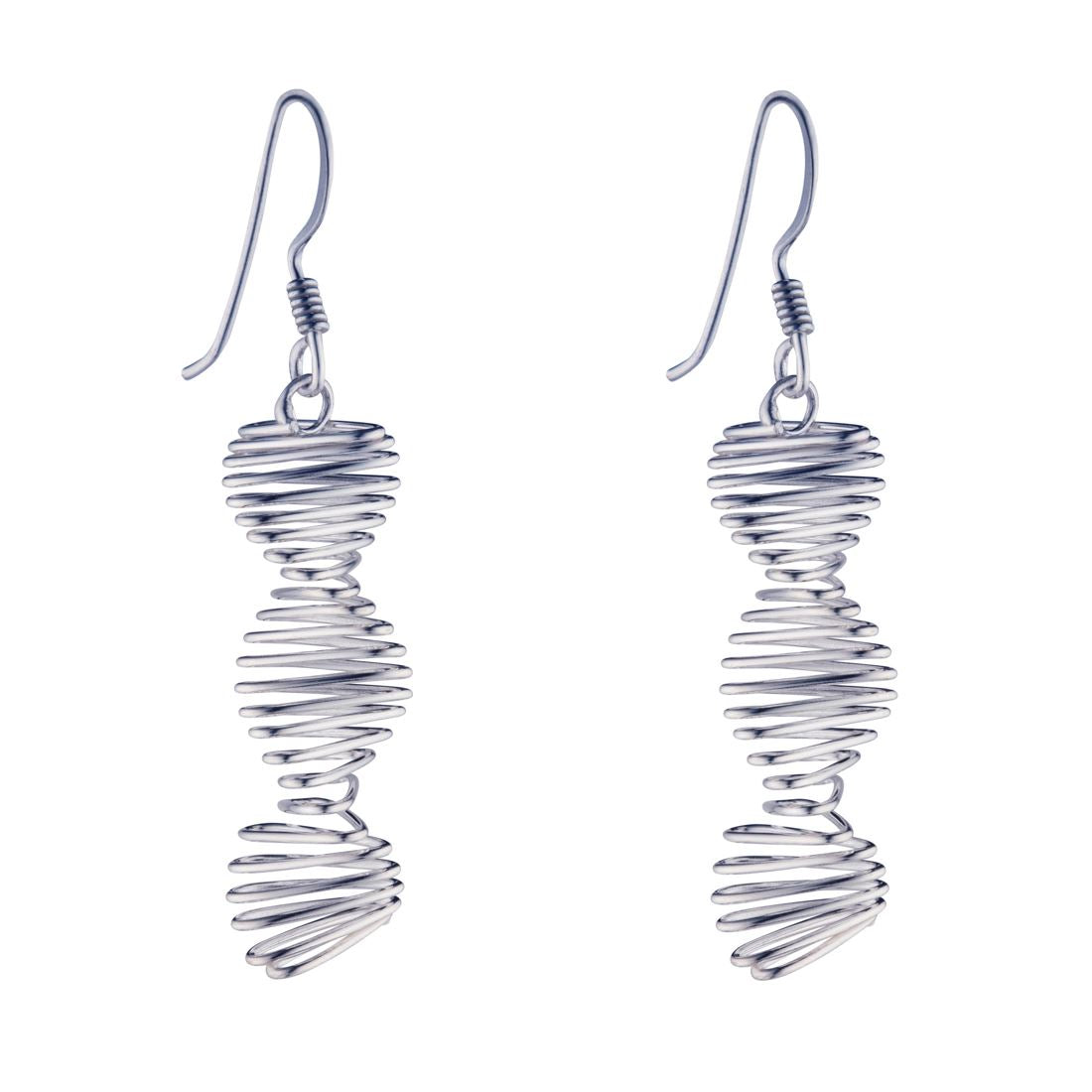 Sterling Modern Spiral Twist Double Helix DNA Drop Earrings