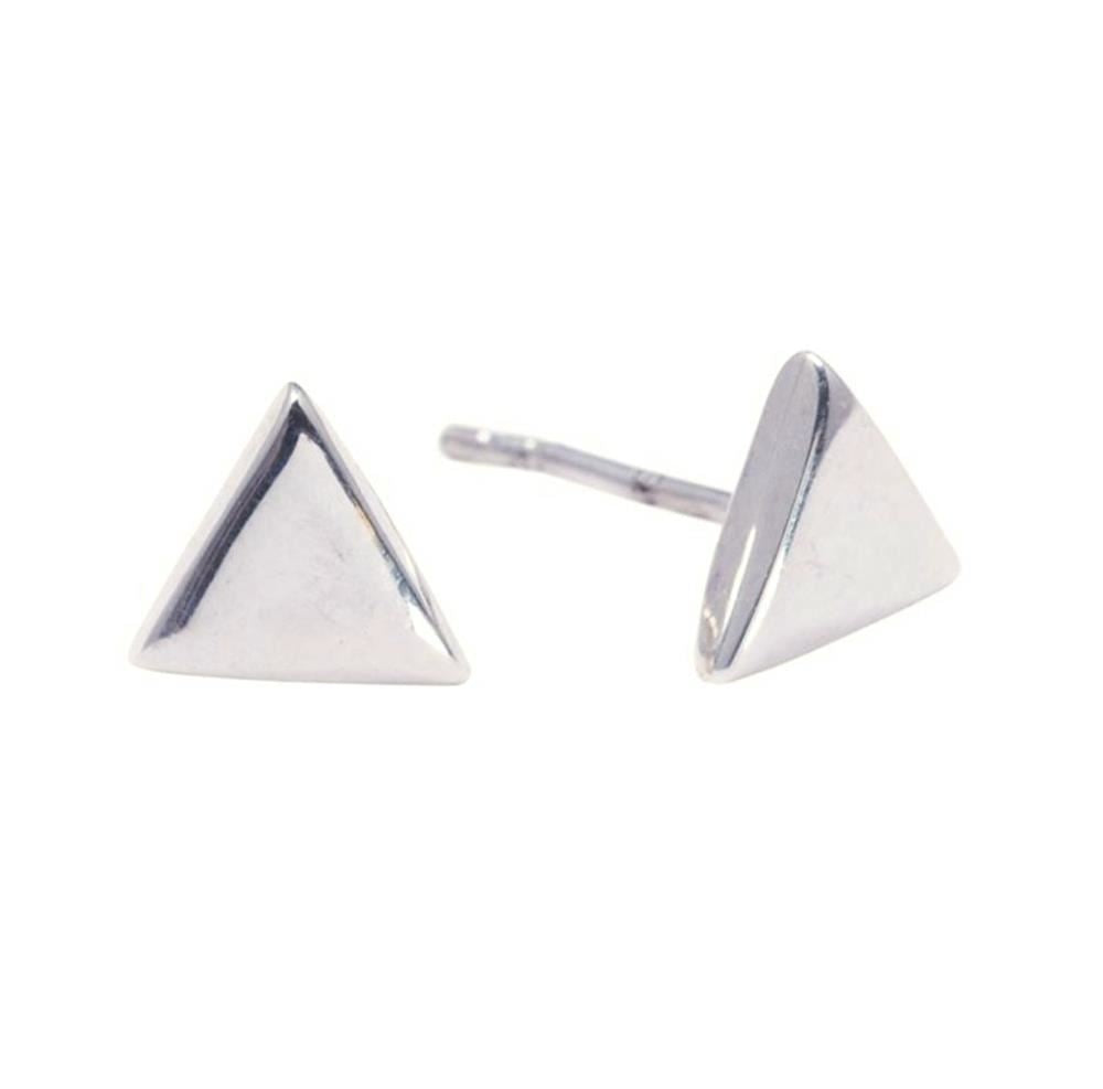 Sterling Silver Flat Triangle Stud Earrings Simple Geometric Studs