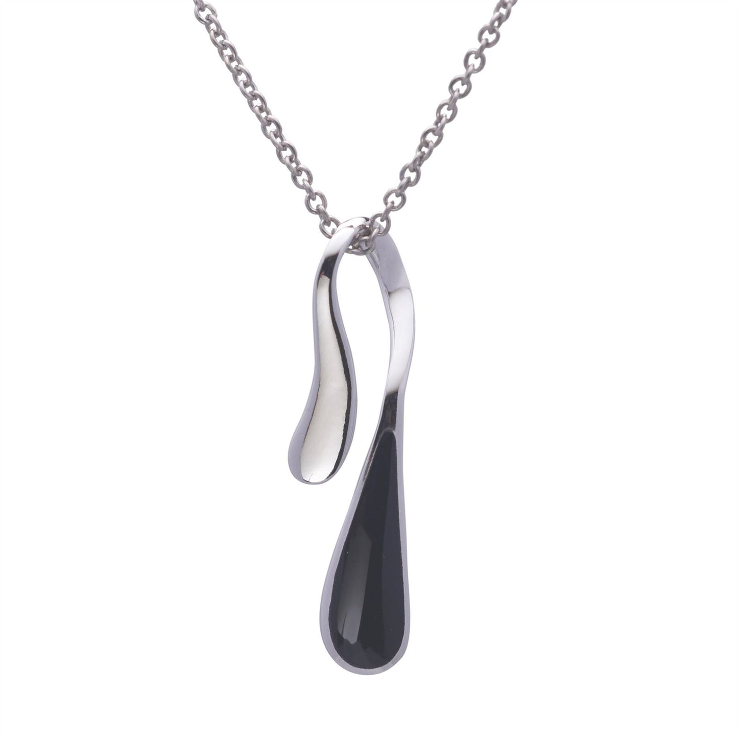 Sterling Silver Black Onyx Teardrop Necklace - Silverly